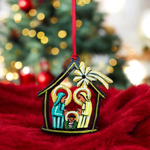 House with Star Nativity Ornament - Painted