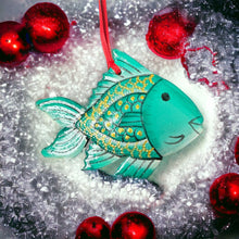 Load image into Gallery viewer, Fish Ornament - Painted Teal