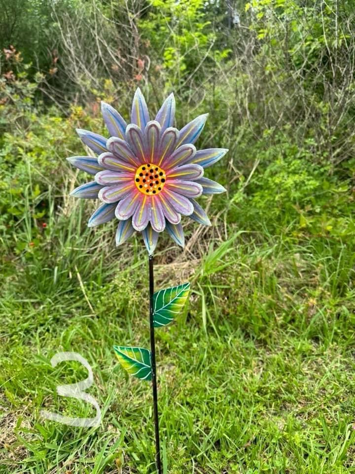 Flower Yard Stake - Purple Multi