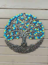 Load image into Gallery viewer, Blue and Green Tree of Life with Heart Trunk and Flowers - 23&#39;