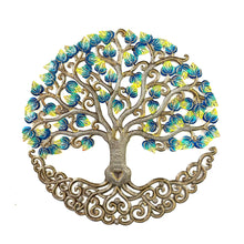 Load image into Gallery viewer, Blue and Green Tree of Life with Heart Trunk and Flowers - 23&#39;