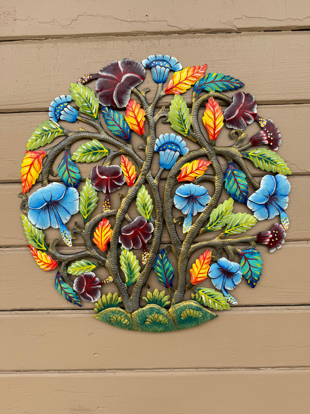 Floral Tree of Life with Yellow and Blue 21”