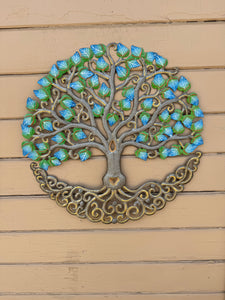 Blue and Green Tree of Life with Heart Trunk - 23"