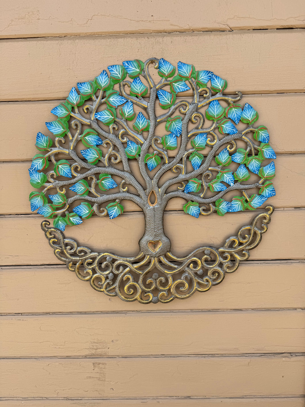 Blue and Green Tree of Life with Heart Trunk - 23