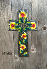 Load image into Gallery viewer, Yellow Swirl Flower Cross