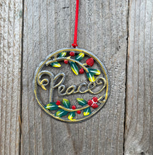 Load image into Gallery viewer, Cursive Peace Ornament - Painted